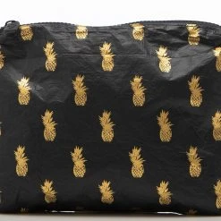 Women's Aloha Small Pineapple Royale Pouch In Gold On Black