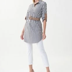 Women's Joseph Ribkoff Striped Belted Blouse