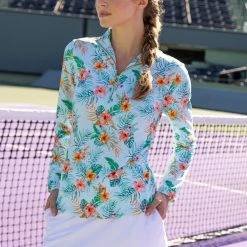 CabanaLife Women's Cabana Life Sport Zip Polo