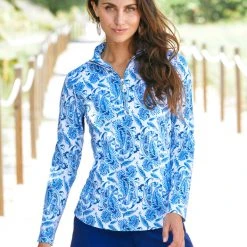 CabanaLife Women's Cabana Life Sport Zip Polo