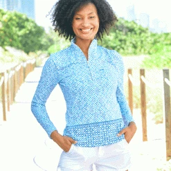 CabanaLife Women's Cabana Life Sport Zip Polo