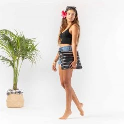 Women's Aloha MAX Pinstripe Pouch In White On Black