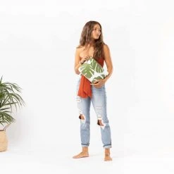 Aloha Mid Monstera Pouch In Seaweed