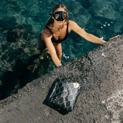 Women's Aloha Small Black Mermaid Pouch In Gold