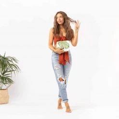 Aloha Small Monstera Pouch In Seaweed Women's