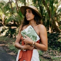 Aloha Small Monstera Pouch In Seaweed Women's